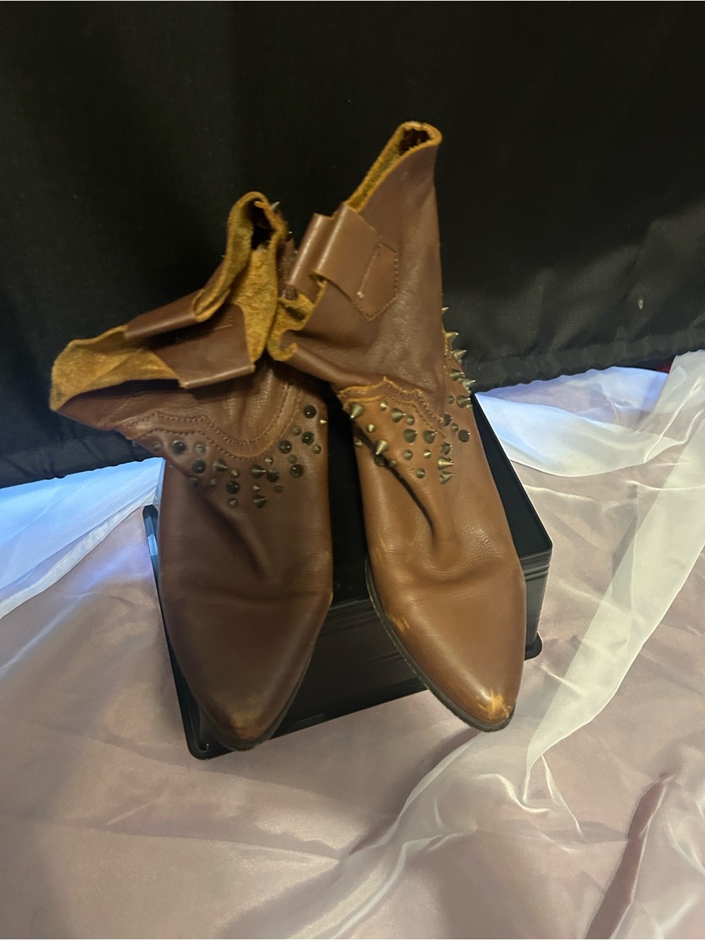 Zara ladies cowboy leather ankle boots size 39